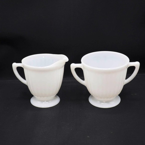Macbeth Evans Monax Petalware White Creamer Sugar Set - Picture 1 of 6